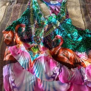 Camilla Pink and Green Flamingo Kids One Piece
